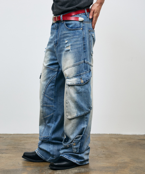 VETEZE（ベテゼ）の「Washed Cargo Denim Detail Pants（デニムパンツ・レディース・ブルー系その他・1/2/3）」の18枚目の写真