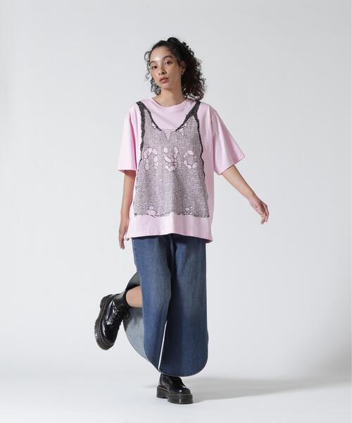 anna sui nyc(アナ スイ エヌ ワイ シー)の「ANNA SUI NYC/アナ スイ エヌワイシー/トロンプルイユプリントビッグTシャツ(Tシャツ/カットソー・レディース・ブラック/ホワイト/ピンク・F)」の16枚目の写真