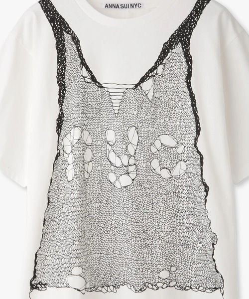 ANNA SUI NYC（アナ スイ エヌ ワイ シー）の「ANNA SUI NYC/アナ スイ エヌワイシー/トロンプルイユプリントビッグTシャツ（Tシャツ/カットソー・レディース・ブラック/ホワイト/ピンク・F）」の10枚目の写真