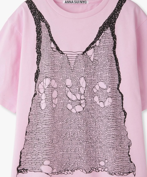 ANNA SUI NYC（アナ スイ エヌ ワイ シー）の「ANNA SUI NYC/アナ スイ エヌワイシー/トロンプルイユプリントビッグTシャツ（Tシャツ/カットソー・レディース・ブラック/ホワイト/ピンク・F）」の12枚目の写真
