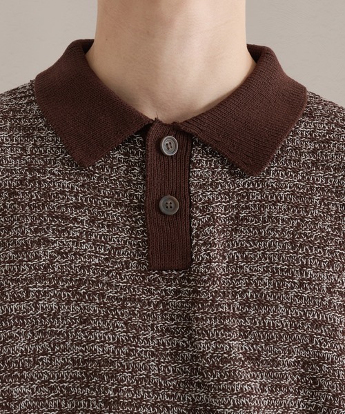 epnok（エプノック）の「ガーター編みルーズ半袖ニットポロ（ポロシャツ・メンズ・ブラウン系その他/グレー系その他/ブラック・LARGE/MEDIUM/SMALL）」の10枚目の写真