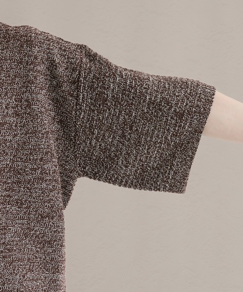 epnok（エプノック）の「ガーター編みルーズ半袖ニットポロ（ポロシャツ・メンズ・ブラウン系その他/グレー系その他/ブラック・LARGE/MEDIUM/SMALL）」の11枚目の写真