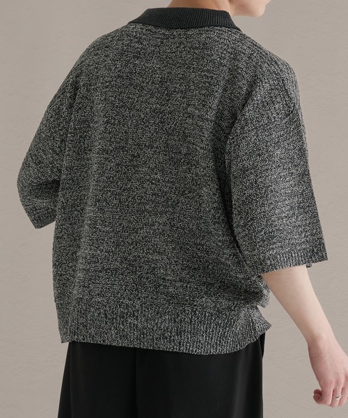 epnok（エプノック）の「ガーター編みルーズ半袖ニットポロ（ポロシャツ・メンズ・ブラウン系その他/グレー系その他/ブラック・LARGE/MEDIUM/SMALL）」の21枚目の写真