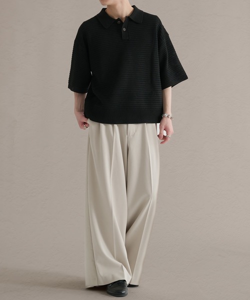 epnok（エプノック）の「ガーター編みルーズ半袖ニットポロ（ポロシャツ・メンズ・ブラウン系その他/グレー系その他/ブラック・LARGE/MEDIUM/SMALL）」の18枚目の写真