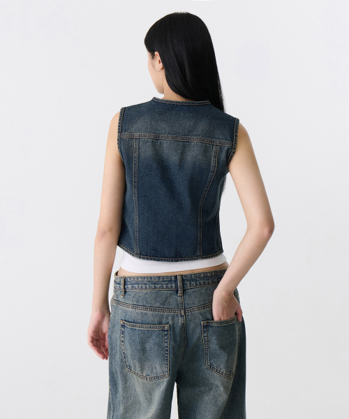 MUSINSA STANDARD WOMAN（ムシンサスタンダードウーマン）の「ウィメンズスリムカラーレスデニムベスト[ラスティブルー]（ベスト・レディース・その他・M/S）」の2枚目の写真