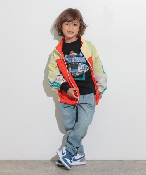 Ocean&Ground（オーシャン&グラウンド）の「ﾗｲﾝｽﾘｰﾌﾞﾅｲﾛﾝﾜｲﾄﾞJKT（ナイロンジャケット・キッズ・ブルー/ブラック/ラベンダー・90/100/110/120）」の7枚目の写真