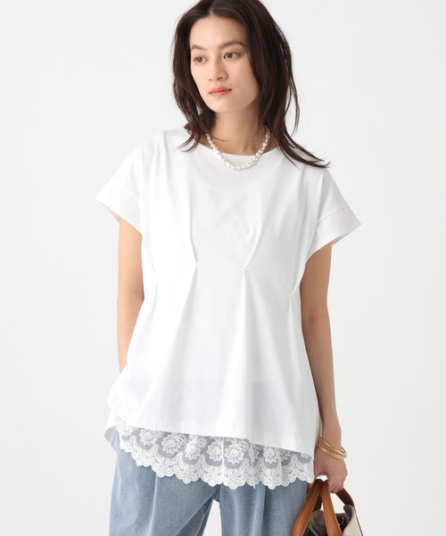 Elura(エルーラ)の「サマ見えタックTシャツ/661803(Tシャツ/カットソー・レディース・グレイッシュベージュ/ブラック/ダークブラウン/ホワイト・FREE)」の2枚目の写真