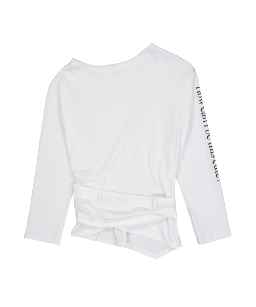 FRANTICSERVICE(フランティックサービス)の「ワンショルダーシャーリングロングスリーブ - ホワイト(Tシャツ/カットソー・レディース・ホワイト・FREE)」の5枚目の写真
