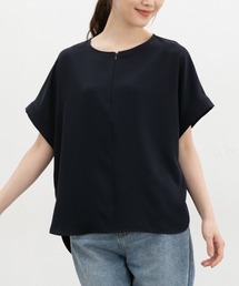 【ハニさら・接触冷感】フロントジップブラウス