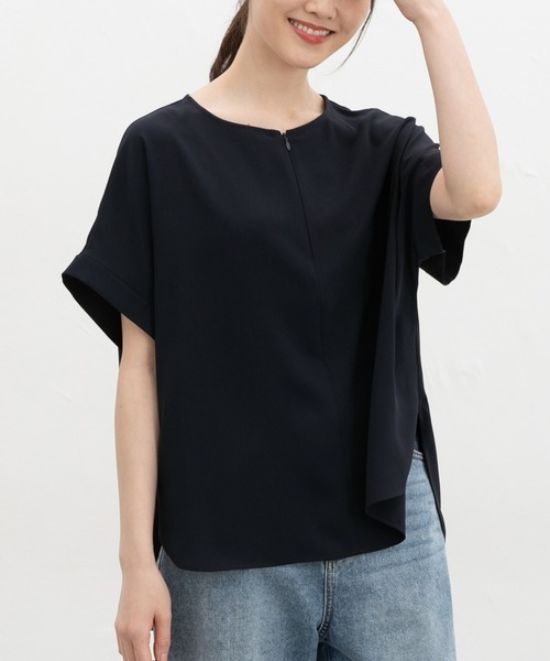 Honeys（ハニーズ）の「【ハニさら・接触冷感】フロントジップブラウス（シャツ/ブラウス・レディース・イエロー/ネイビー/ホワイト/ブルーグリーン・L/LL/M/S）」の16枚目の写真