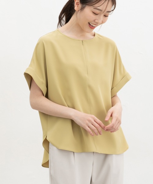 Honeys（ハニーズ）の「【ハニさら・接触冷感】フロントジップブラウス（シャツ/ブラウス・レディース・イエロー/ネイビー/ホワイト/ブルーグリーン・L/LL/M/S）」の18枚目の写真