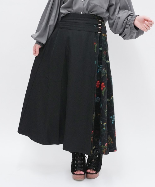 axes femme(アクシーズファム)の「プリント切替スカート(スカート・レディース・ブラック・FREE)」の1枚目の写真