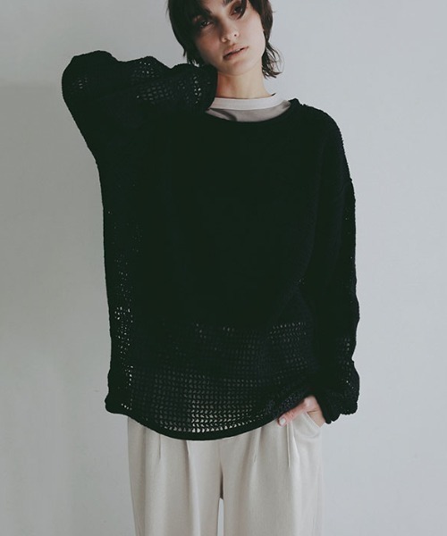 ETRE TOKYO（エトレトウキョウ）の「シアークロシェニットプルオーバー（ニット/セーター・レディース・アイボリー/ブラック・FREE）」の2枚目の写真