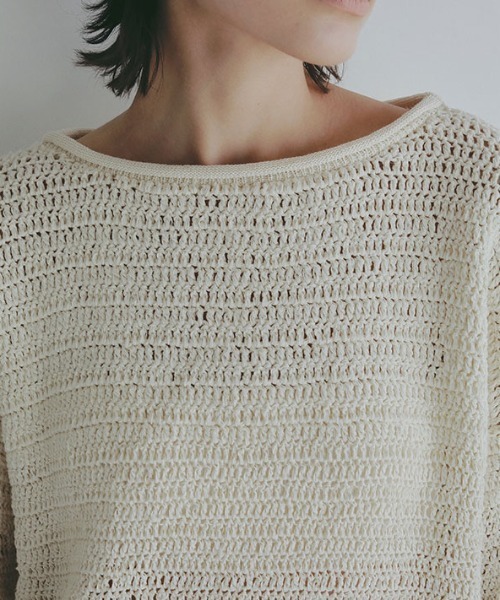 ETRE TOKYO（エトレトウキョウ）の「シアークロシェニットプルオーバー（ニット/セーター・レディース・アイボリー/ブラック・FREE）」の19枚目の写真