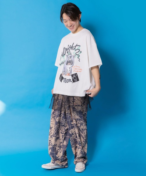 ScoLar Parity（スカラーパリティ）の「361118：夜更かしガブ 裾メッシュ切替Tシャツ（Tシャツ/カットソー・レディース・オフホワイト/ピンク/ブラック・M）」の22枚目の写真