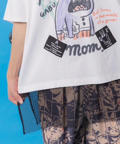 ScoLar Parity（スカラーパリティ）の「361118：夜更かしガブ 裾メッシュ切替Tシャツ（Tシャツ/カットソー・レディース・オフホワイト/ピンク/ブラック・M）」の19枚目の写真