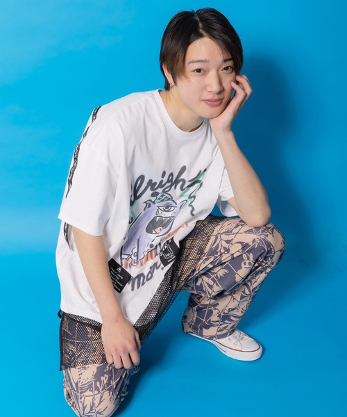 ScoLar Parity（スカラーパリティ）の「361118：夜更かしガブ 裾メッシュ切替Tシャツ（Tシャツ/カットソー・レディース・オフホワイト/ピンク/ブラック・M）」の18枚目の写真