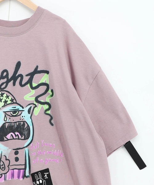 ScoLar Parity（スカラーパリティ）の「361118：夜更かしガブ 裾メッシュ切替Tシャツ（Tシャツ/カットソー・レディース・オフホワイト/ピンク/ブラック・M）」の8枚目の写真