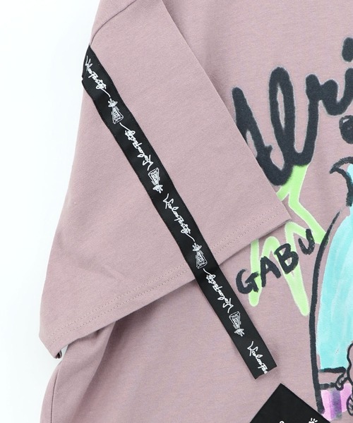 ScoLar Parity（スカラーパリティ）の「361118：夜更かしガブ 裾メッシュ切替Tシャツ（Tシャツ/カットソー・レディース・オフホワイト/ピンク/ブラック・M）」の7枚目の写真