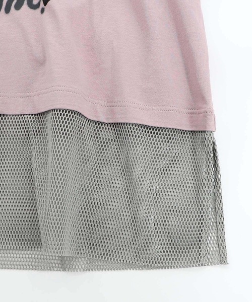 ScoLar Parity（スカラーパリティ）の「361118：夜更かしガブ 裾メッシュ切替Tシャツ（Tシャツ/カットソー・レディース・オフホワイト/ピンク/ブラック・M）」の5枚目の写真