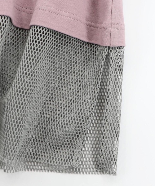 ScoLar Parity（スカラーパリティ）の「361118：夜更かしガブ 裾メッシュ切替Tシャツ（Tシャツ/カットソー・レディース・オフホワイト/ピンク/ブラック・M）」の4枚目の写真