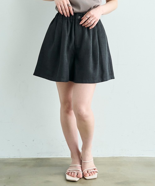 mil（ミル）の「【丈が選べる】 リネンライク ショートパンツ / ハーフパンツ【587184】（その他パンツ・レディース・アイボリー/ブラック/ブラウン・XS/S）」の2枚目の写真