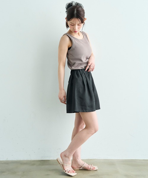 mil（ミル）の「【丈が選べる】 リネンライク ショートパンツ / ハーフパンツ【587184】（その他パンツ・レディース・アイボリー/ブラック/ブラウン・XS/S）」の5枚目の写真