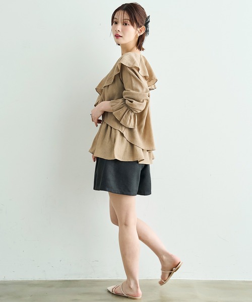 mil（ミル）の「【丈が選べる】 リネンライク ショートパンツ / ハーフパンツ【587184】（その他パンツ・レディース・アイボリー/ブラック/ブラウン・XS/S）」の15枚目の写真