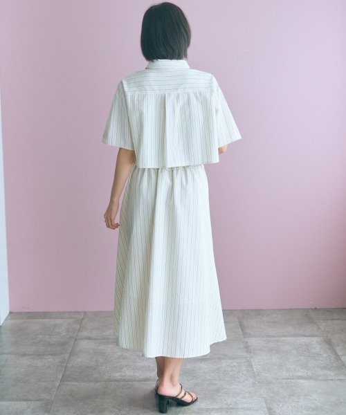 marun(マルン)の「<大きいサイズ>2点セット(ストライプシャツ+キャミワンピース) marun(ワンピース・レディース・ネイビー系/アイボリー系・L/5L/4L/3L/LL)」の5枚目の写真