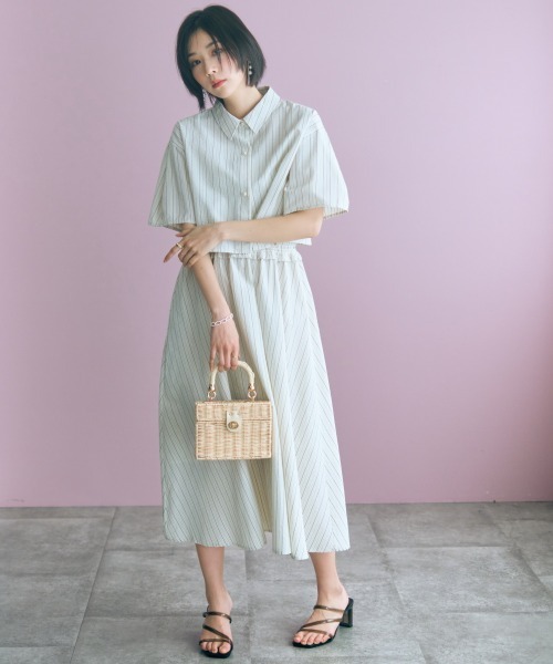 marun(マルン)の「<大きいサイズ>2点セット(ストライプシャツ+キャミワンピース) marun(ワンピース・レディース・ネイビー系/アイボリー系・L/5L/4L/3L/LL)」の6枚目の写真