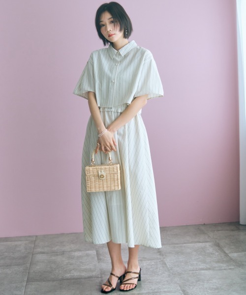 marun(マルン)の「<大きいサイズ>2点セット(ストライプシャツ+キャミワンピース) marun(ワンピース・レディース・ネイビー系/アイボリー系・L/5L/4L/3L/LL)」の8枚目の写真