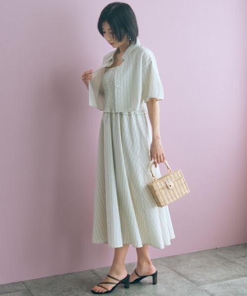 marun(マルン)の「<大きいサイズ>2点セット(ストライプシャツ+キャミワンピース) marun(ワンピース・レディース・ネイビー系/アイボリー系・L/5L/4L/3L/LL)」の9枚目の写真