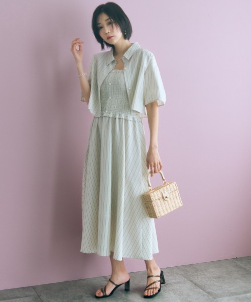 marun(マルン)の「<大きいサイズ>2点セット(ストライプシャツ+キャミワンピース) marun(ワンピース・レディース・ネイビー系/アイボリー系・L/5L/4L/3L/LL)」の10枚目の写真