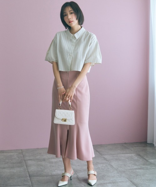 marun(マルン)の「<大きいサイズ>2点セット(ストライプシャツ+キャミワンピース) marun(ワンピース・レディース・ネイビー系/アイボリー系・L/5L/4L/3L/LL)」の14枚目の写真