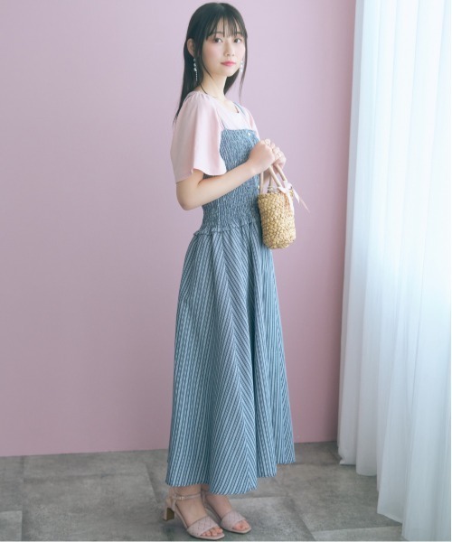 marun(マルン)の「<大きいサイズ>2点セット(ストライプシャツ+キャミワンピース) marun(ワンピース・レディース・ネイビー系/アイボリー系・L/5L/4L/3L/LL)」の18枚目の写真
