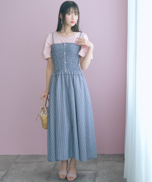 marun(マルン)の「<大きいサイズ>2点セット(ストライプシャツ+キャミワンピース) marun(ワンピース・レディース・ネイビー系/アイボリー系・L/5L/4L/3L/LL)」の19枚目の写真