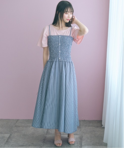 marun(マルン)の「<大きいサイズ>2点セット(ストライプシャツ+キャミワンピース) marun(ワンピース・レディース・ネイビー系/アイボリー系・L/5L/4L/3L/LL)」の20枚目の写真