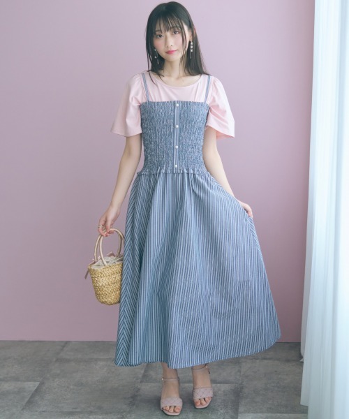 marun(マルン)の「<大きいサイズ>2点セット(ストライプシャツ+キャミワンピース) marun(ワンピース・レディース・ネイビー系/アイボリー系・L/5L/4L/3L/LL)」の21枚目の写真