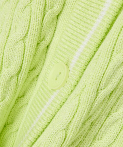 LACOSTE(ラコステ)の「ケーブルニット ハーフスリーブカーディガン(カーディガン/ボレロ・レディース・ライトグリーン/オフホワイト・40/36/38/34)」の4枚目の写真