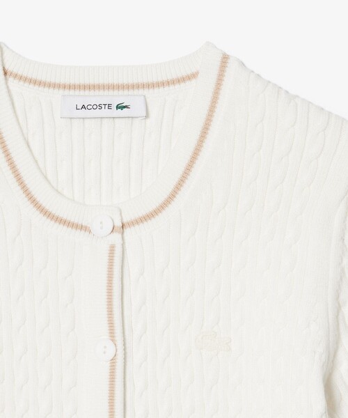 LACOSTE(ラコステ)の「ケーブルニット ハーフスリーブカーディガン(カーディガン/ボレロ・レディース・ライトグリーン/オフホワイト・40/36/38/34)」の6枚目の写真