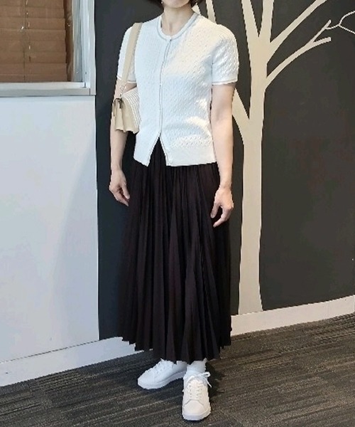 LACOSTE(ラコステ)の「ケーブルニット ハーフスリーブカーディガン(カーディガン/ボレロ・レディース・ライトグリーン/オフホワイト・40/36/38/34)」の8枚目の写真