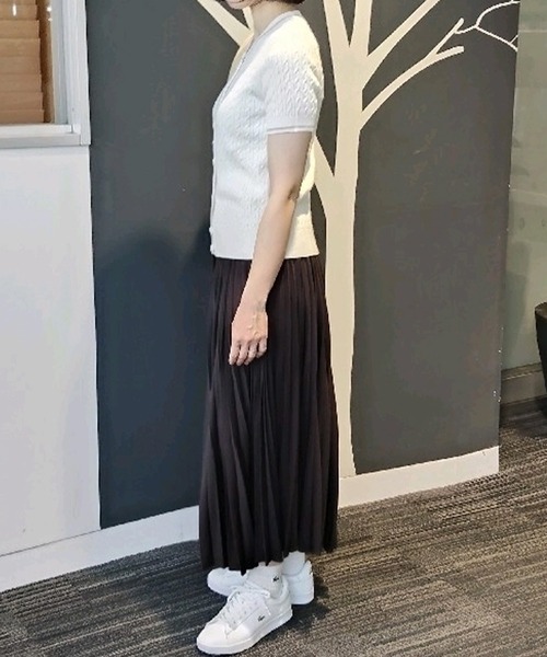 LACOSTE(ラコステ)の「ケーブルニット ハーフスリーブカーディガン(カーディガン/ボレロ・レディース・ライトグリーン/オフホワイト・40/36/38/34)」の9枚目の写真