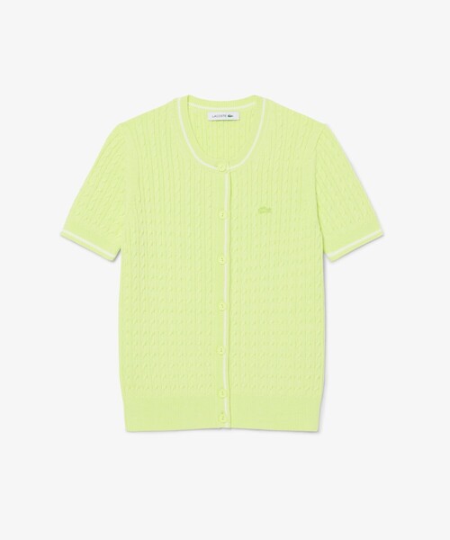 LACOSTE(ラコステ)の「ケーブルニット ハーフスリーブカーディガン(カーディガン/ボレロ・レディース・ライトグリーン/オフホワイト・40/36/38/34)」の14枚目の写真
