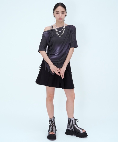 HARE(ハレ)の「ワンショルドレープデザインTシャツ(HARE)(Tシャツ/カットソー・レディース・パープル/レッド/グレー/ブルー・FREE)」の14枚目の写真