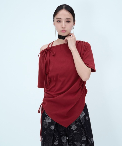 HARE(ハレ)の「ワンショルドレープデザインTシャツ(HARE)(Tシャツ/カットソー・レディース・パープル/レッド/グレー/ブルー・FREE)」の20枚目の写真