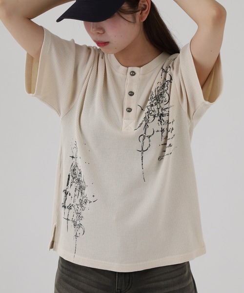 bike star(バイクスター)の「BIKE STAR ピグメント加工ヘンリーネック 半袖(Tシャツ/カットソー・メンズ・チャコール/アイボリー/ワイン・L/M)」の16枚目の写真