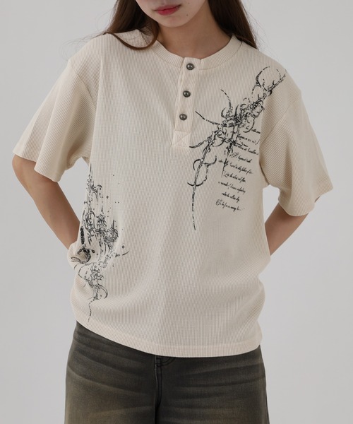 bike star(バイクスター)の「BIKE STAR ピグメント加工ヘンリーネック 半袖(Tシャツ/カットソー・メンズ・チャコール/アイボリー/ワイン・L/M)」の18枚目の写真