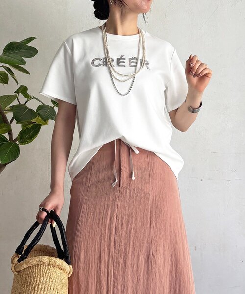 un dix cors(アンディコール)の「刺繍ロゴTEE(Tシャツ/カットソー・レディース・グレイッシュベージュ/チャコールグレー/オフホワイト・FREE)」の15枚目の写真