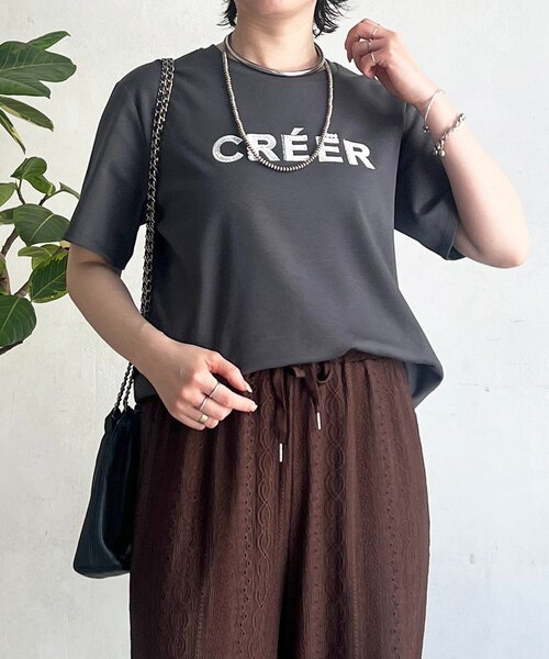 un dix cors(アンディコール)の「刺繍ロゴTEE(Tシャツ/カットソー・レディース・グレイッシュベージュ/チャコールグレー/オフホワイト・FREE)」の13枚目の写真