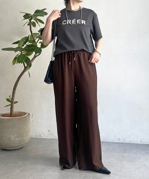 un dix cors(アンディコール)の「刺繍ロゴTEE(Tシャツ/カットソー・レディース・グレイッシュベージュ/チャコールグレー/オフホワイト・FREE)」の11枚目の写真
